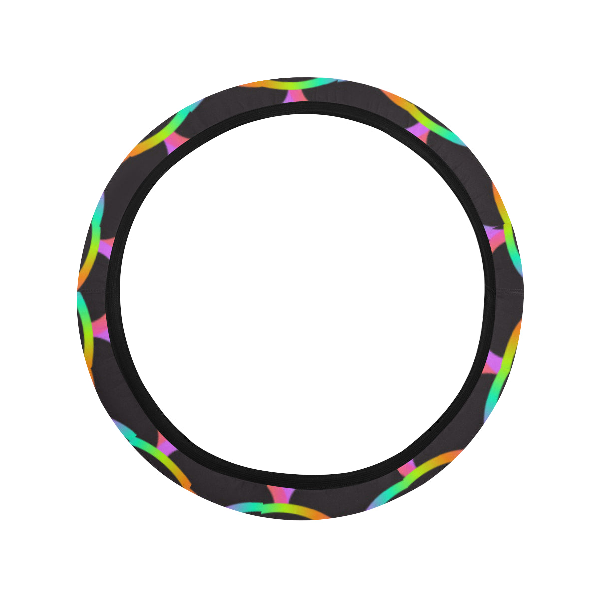 Mermaid Tail Rainbow Design Print Steering Wheel Cover with Elastic Edge