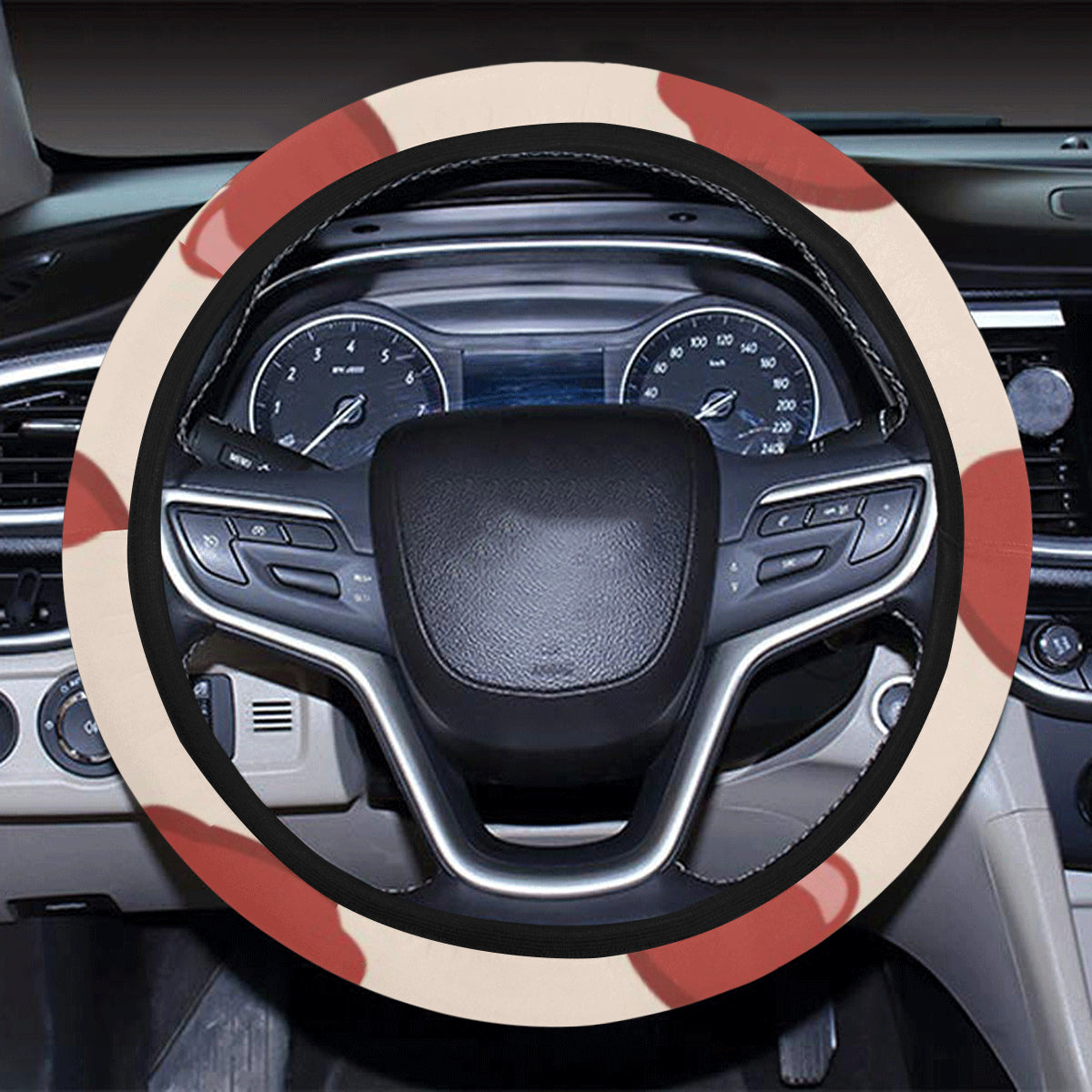 Apple Pattern Print Design AP01 Steering Wheel Cover with Elastic Edge