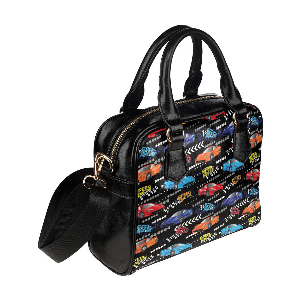 Racing Pattern Print Design A05 Shoulder Handbag