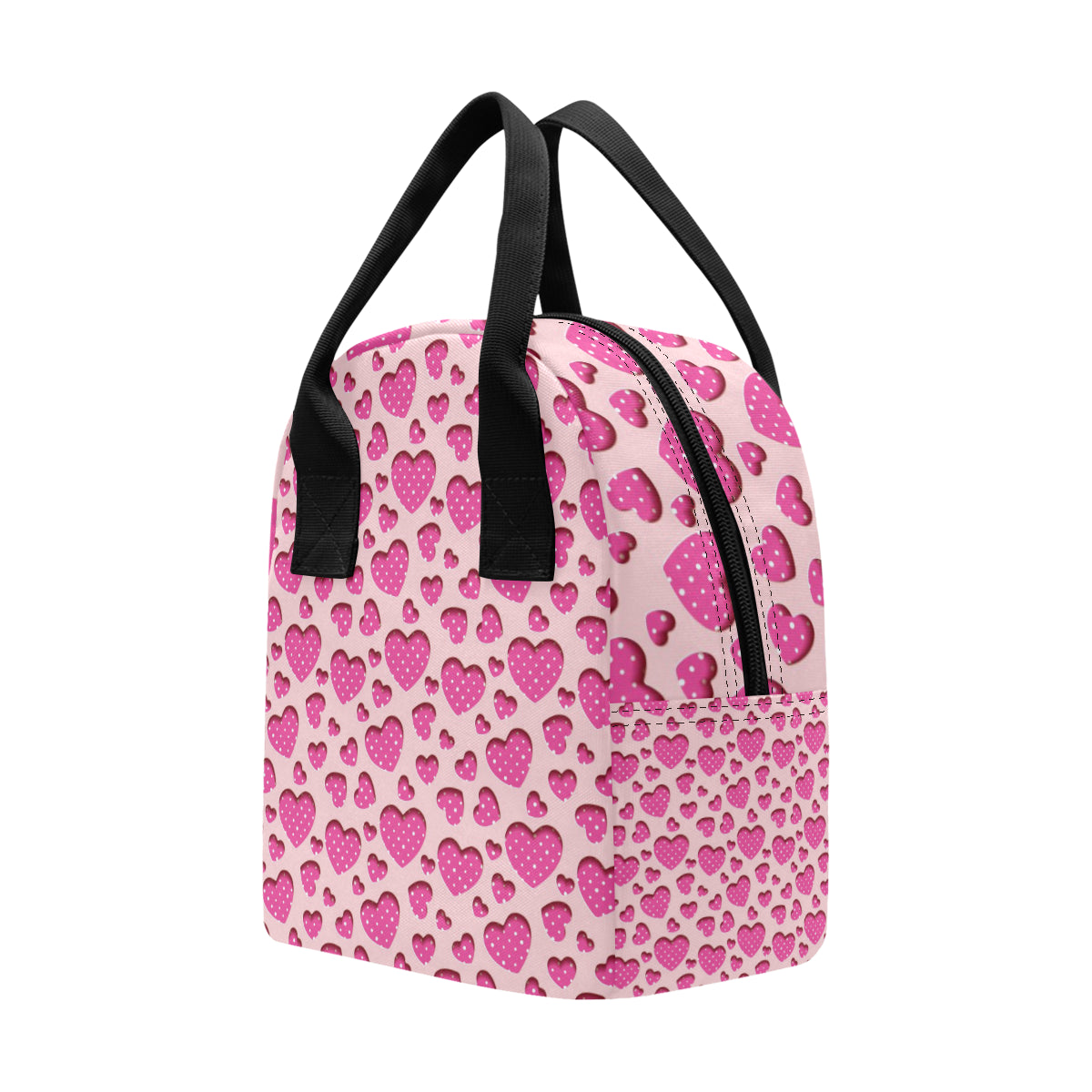 Heart Pink Pattern Print Design HE06 Insulated Lunch Bag