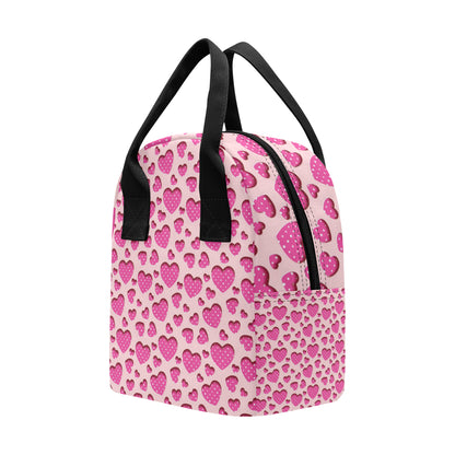 Heart Pink Pattern Print Design HE06 Insulated Lunch Bag