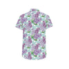 Lilac Pattern Print Design 02 Men's Short Sleeve Button Up Shirt