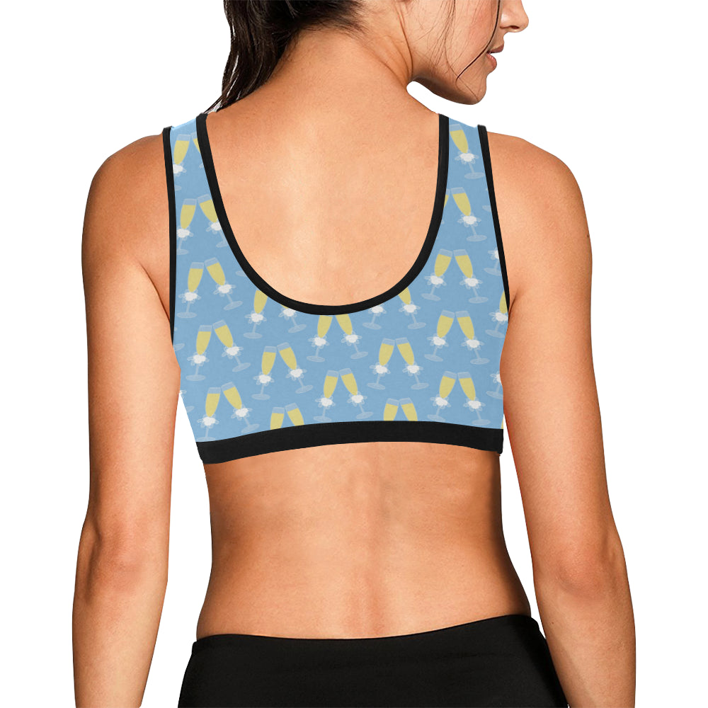 Champagne Pattern Print Design 06 Sports Bra