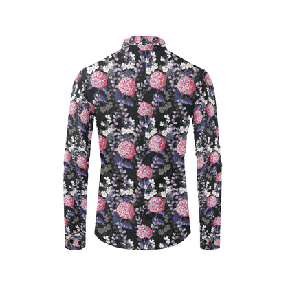 Hydrangea Pattern Print Design HD04 Men's Long Sleeve Shirt