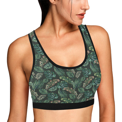 Banana Leaf Pattern Print Design 05 Sports Bra