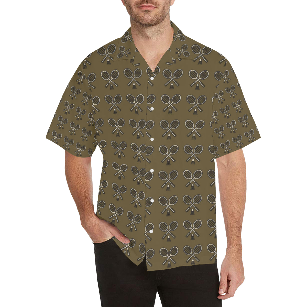 Badminton Pattern Print Design 07 Men's Hawaiian Shirt