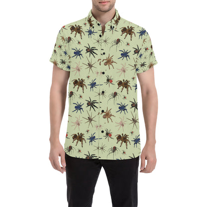 Tarantula Pattern Print Design 02 Men's Short Sleeve Button Up Shirt