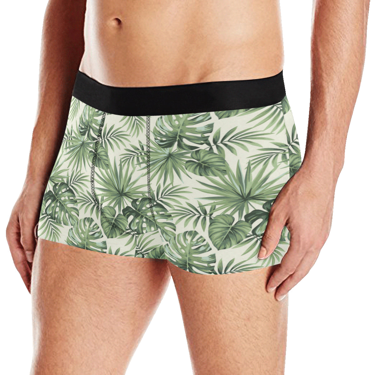 Palm Leaf Pattern Print Design A02 Men's Boxer Briefs