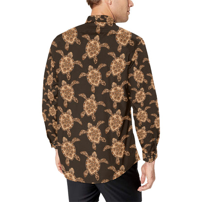 Tribal Sea Turtle Pattern Print Design T09 Men's Long Sleeve Shirt