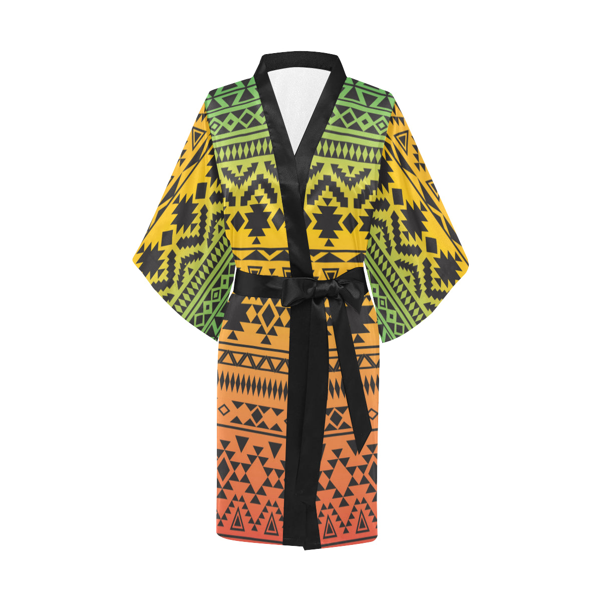 Rastafarian Pattern Print Design A04 Women's Short Kimono