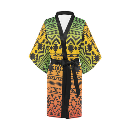 Rastafarian Pattern Print Design A04 Women's Short Kimono