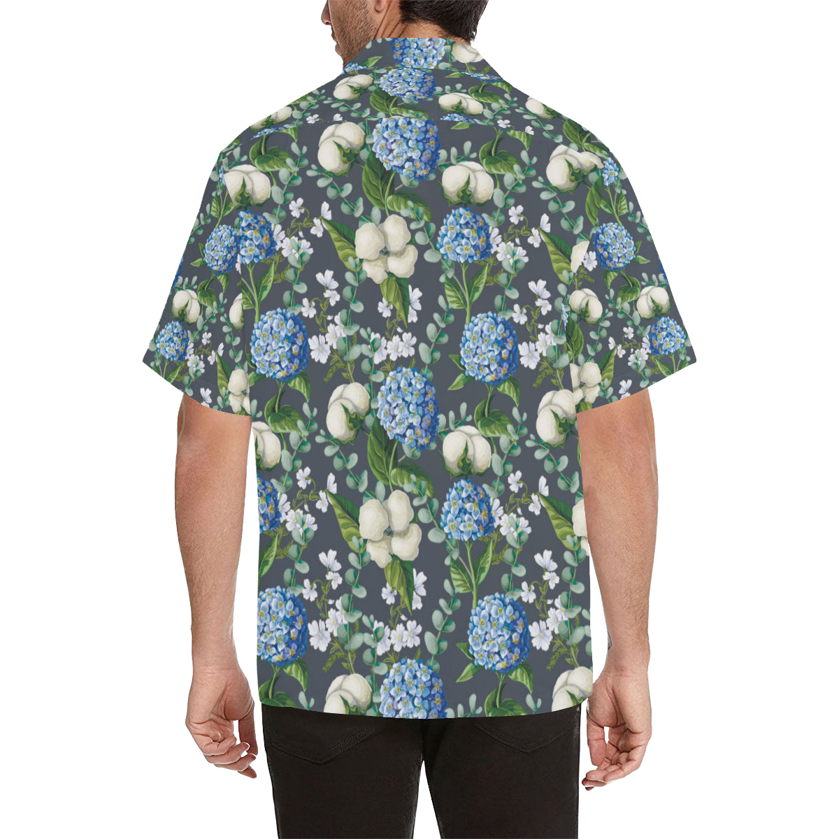 Hydrangea Pattern Print Design 02 Men's Hawaiian Shirt
