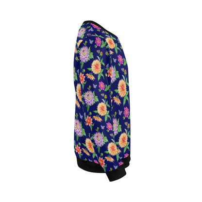 Dahlia Pattern Print Design DH010 Men Long Sleeve Sweatshirt