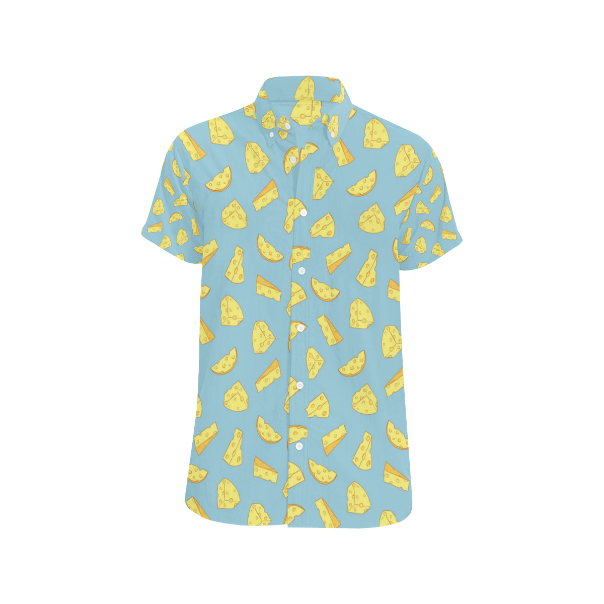 Cheese Pattern Print Design 04 Men's Short Sleeve Button Up Shirt