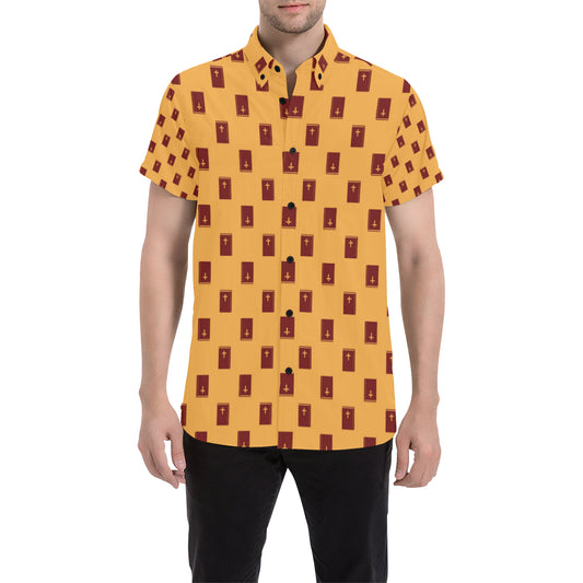 Bible Pattern Print Design 05 Men's Short Sleeve Button Up Shirt
