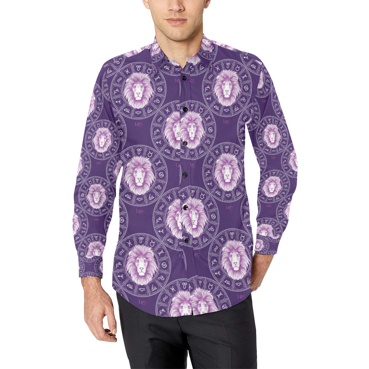 Leo Pattern Print Design 04 Men's Long Sleeve Shirt
