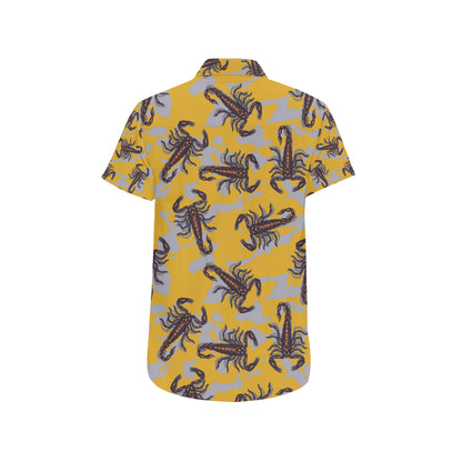Scorpion Pattern Print Design 01 Men's Short Sleeve Button Up Shirt