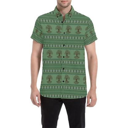 Celtic Pattern Print Design 09 Men's Short Sleeve Button Up Shirt