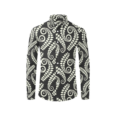 Fern Leave Print Pattern Men's Long Sleeve Shirt