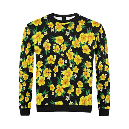 Yellow Hibiscus Pattern Print Design HB08 Men Long Sleeve Sweatshirt