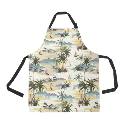 Palm Tree Beach Print Apron with Pocket