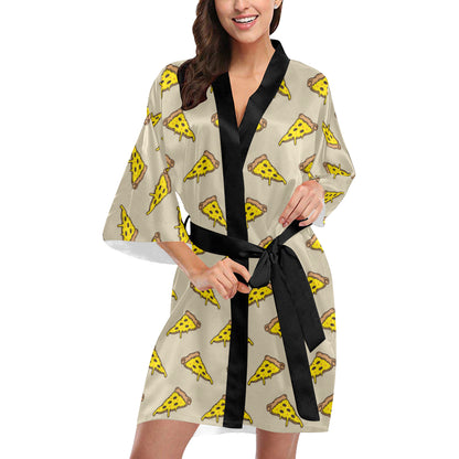 Pizza Pattern Print Design A04 Women's Short Kimono