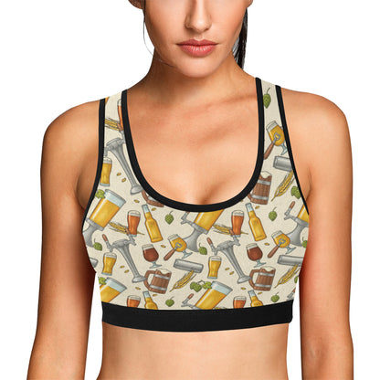 Beer Pattern Print Design 05 Sports Bra