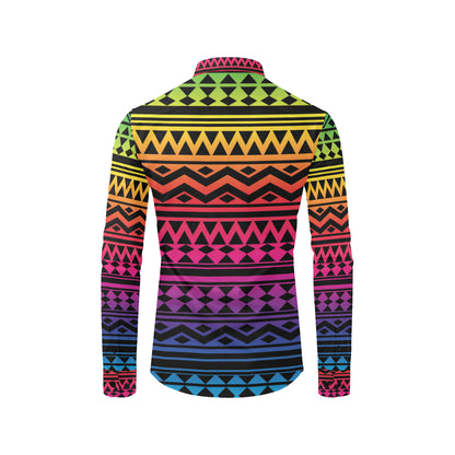Rainbow Tribal Pattern Print Design A02 Men's Long Sleeve Shirt