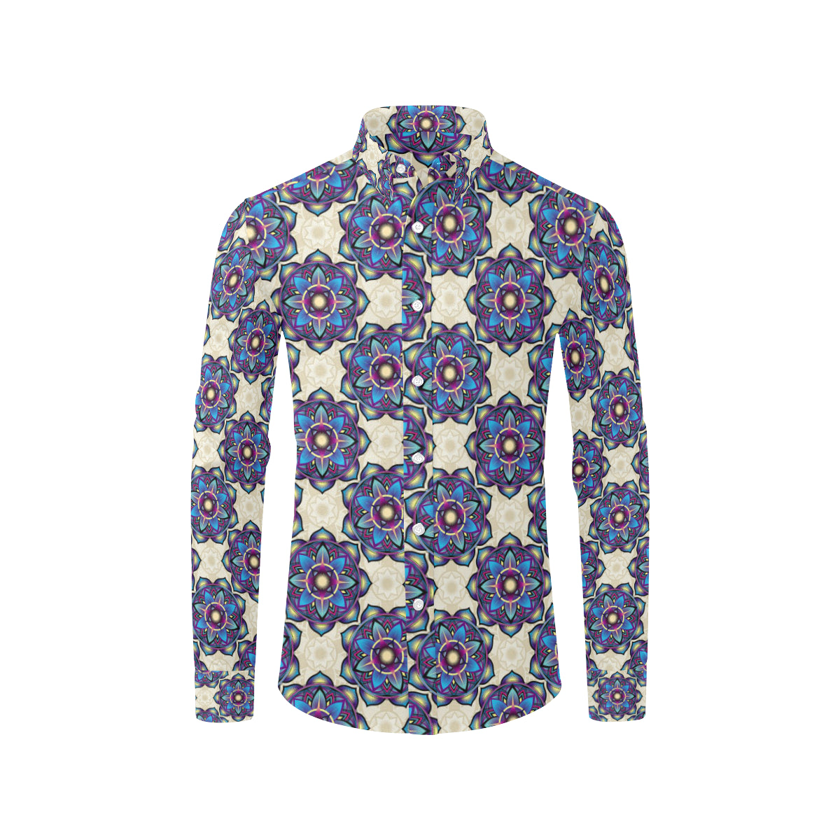 lotus Boho Pattern Print Design LO08 Men's Long Sleeve Shirt