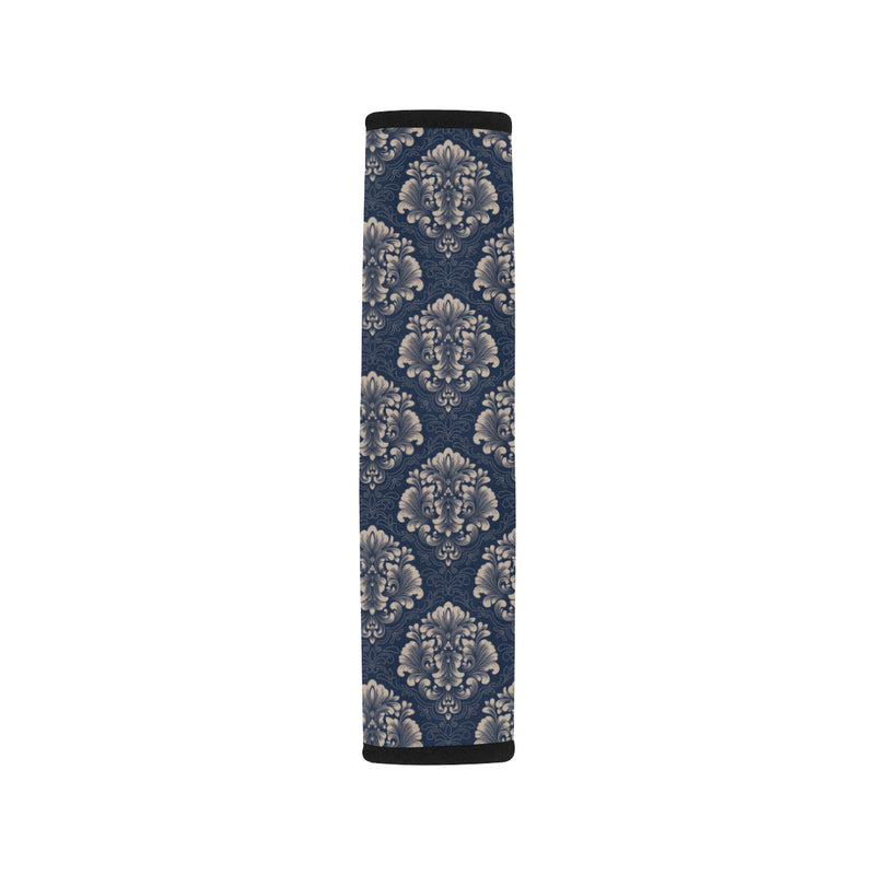 Damask Blue Luxury Print Pattern Car Seat Belt Cover