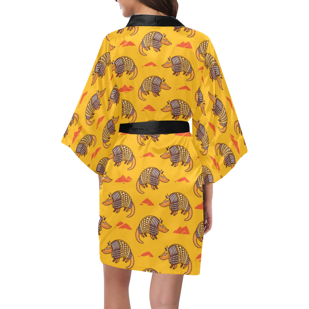 Armadillo Pattern Print Design 03 Women's Short Kimono
