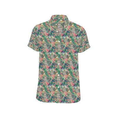 Buddha Pattern Print Design 08 Men's Short Sleeve Button Up Shirt