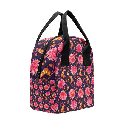 Dahlia Pattern Print Design DH03 Insulated Lunch Bag
