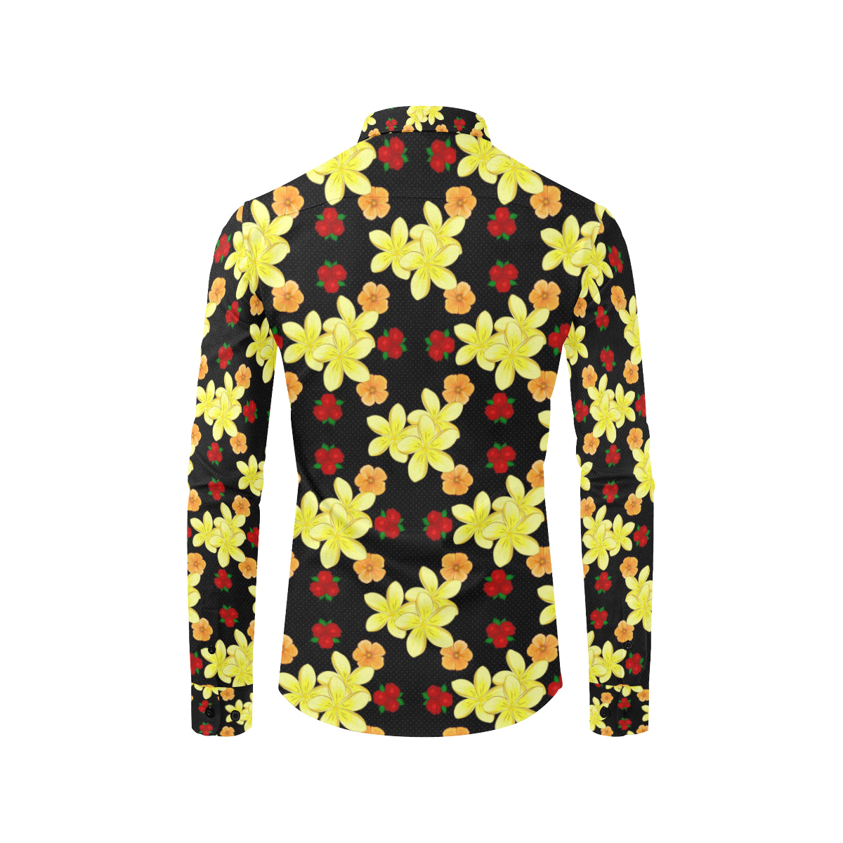 Yellow Plumeria Pattern Print Design PM04 Men's Long Sleeve Shirt