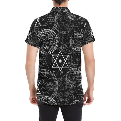 Pentagram Pattern Print Design A01 Men's Short Sleeve Button Up Shirt