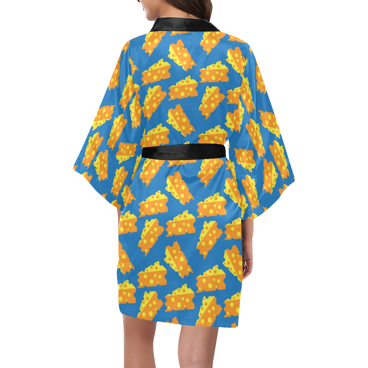 Cheese Pattern Print Design 05 Women's Short Kimono