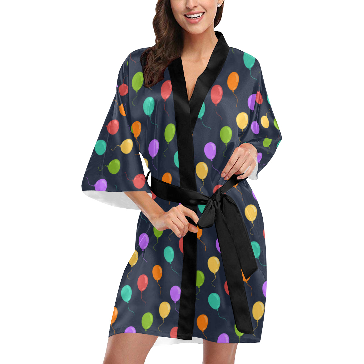 Ballon Colorful Pattern Print Design 03 Women's Short Kimono