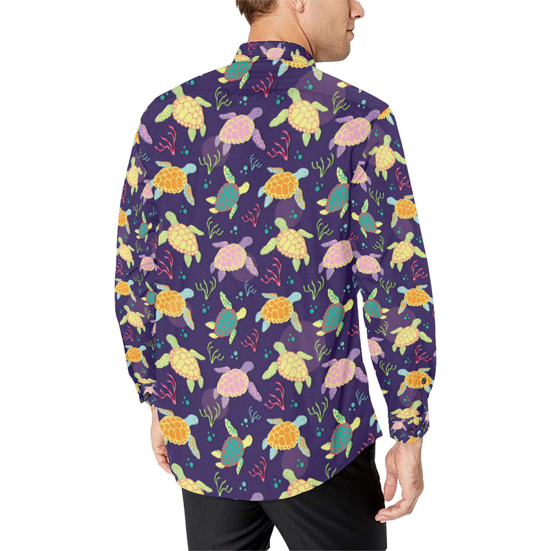 Sea Turtle Color Smile Men's Long Sleeve Shirt