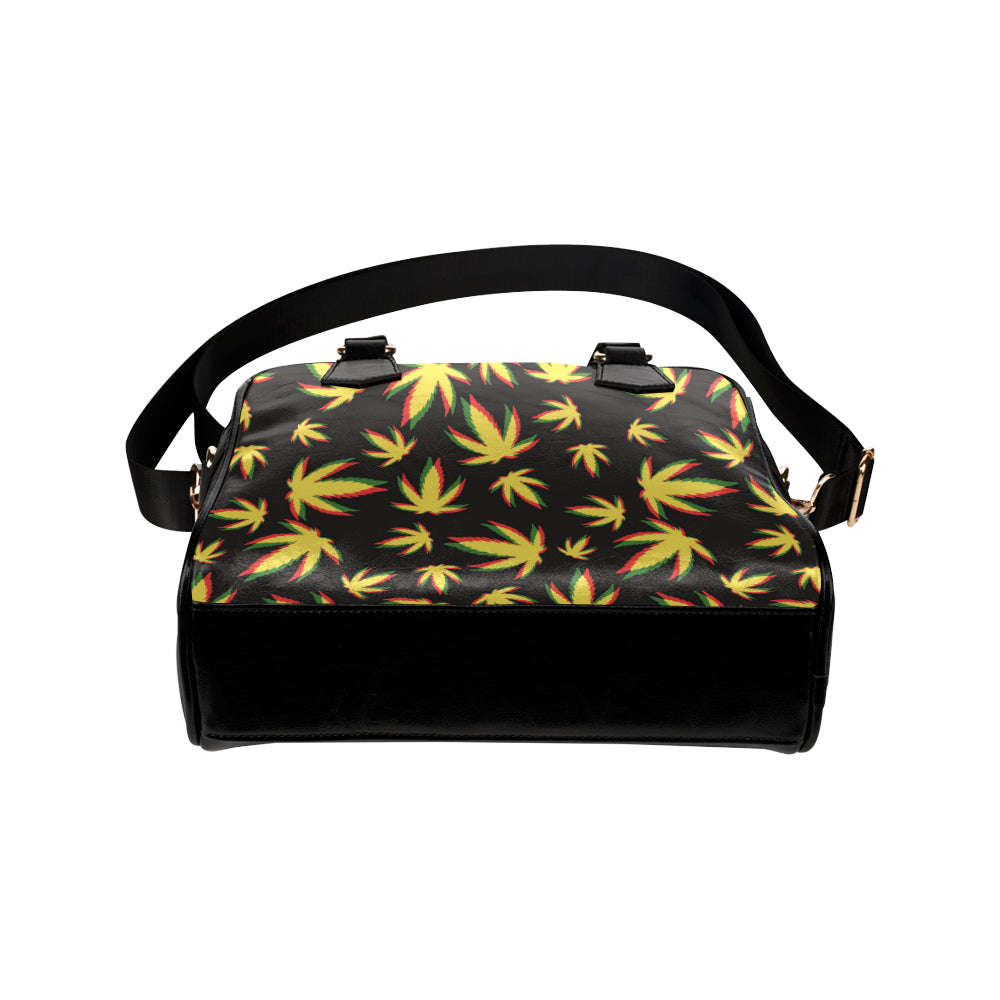 Pot Leaf Pattern Print Design A02 Shoulder Handbag