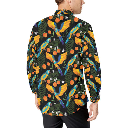 Macaw Pattern Print Design 03 Men's Long Sleeve Shirt