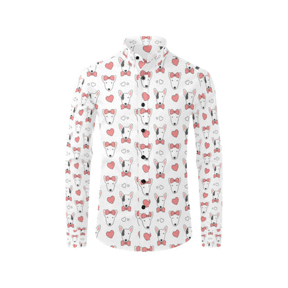 Bull Terriers Pattern Print Design 08 Men's Long Sleeve Shirt