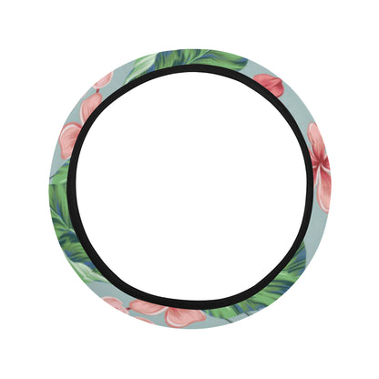 Plumeria Pattern Print Design PM027 Steering Wheel Cover with Elastic Edge