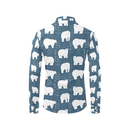 Polar Bear Pattern Print Design A01 Men's Long Sleeve Shirt