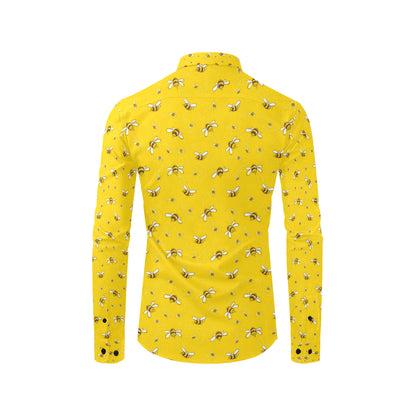 Bee Pattern Print Design 05 Men's Long Sleeve Shirt