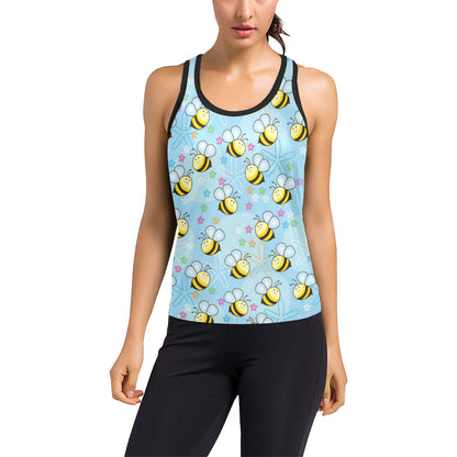 Bee Pattern Print Design BEE03 Women's Racerback Tank Top