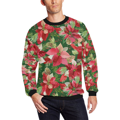 Poinsettia Pattern Print Design POT03 Men Long Sleeve Sweatshirt