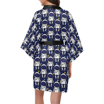 Astronaut Pattern Print Design 01 Women's Short Kimono