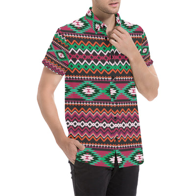 Mexican Pattern Print Design 01 Men's Short Sleeve Button Up Shirt