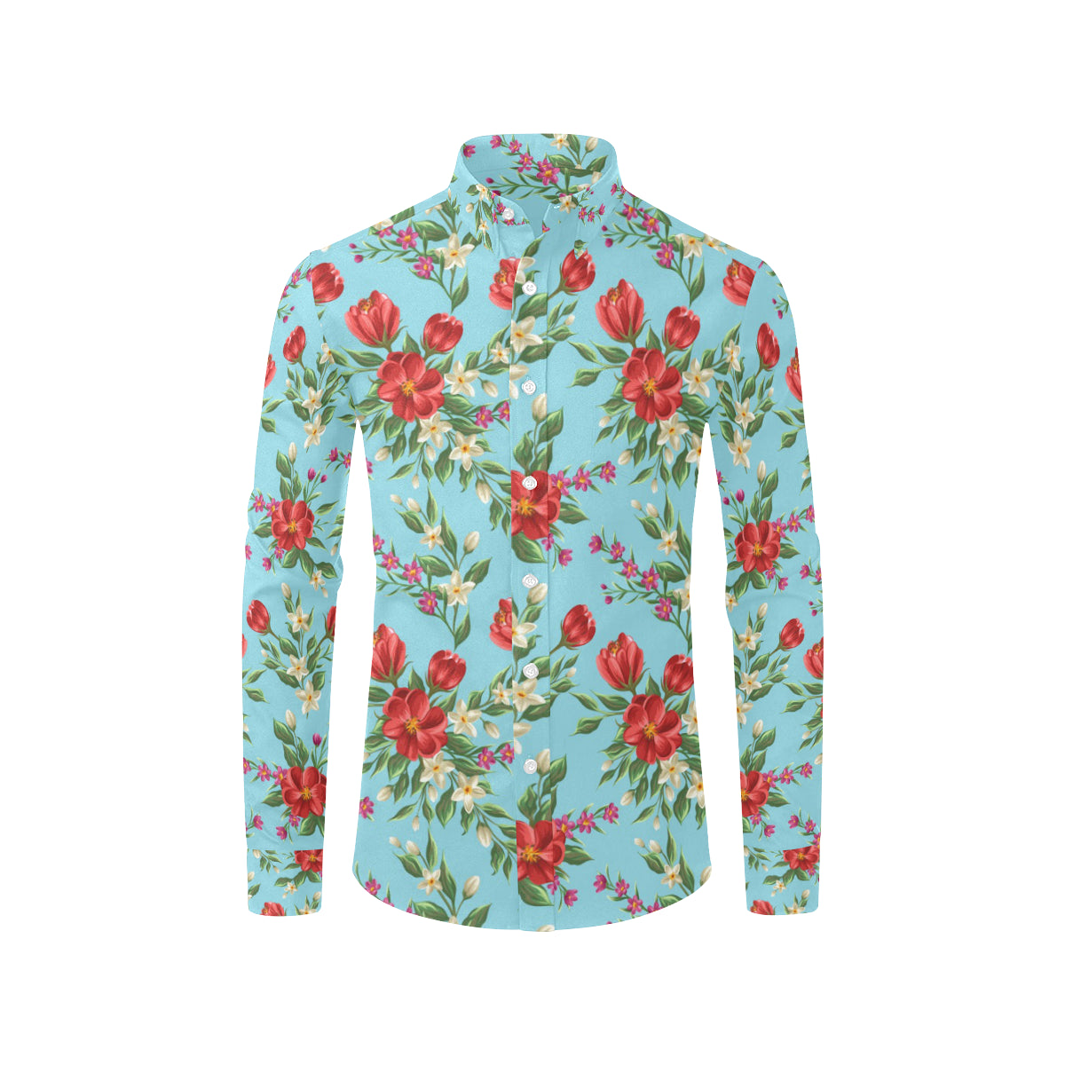 Summer Floral Pattern Print Design SF011 Men's Long Sleeve Shirt