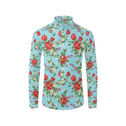 Summer Floral Pattern Print Design SF011 Men's Long Sleeve Shirt